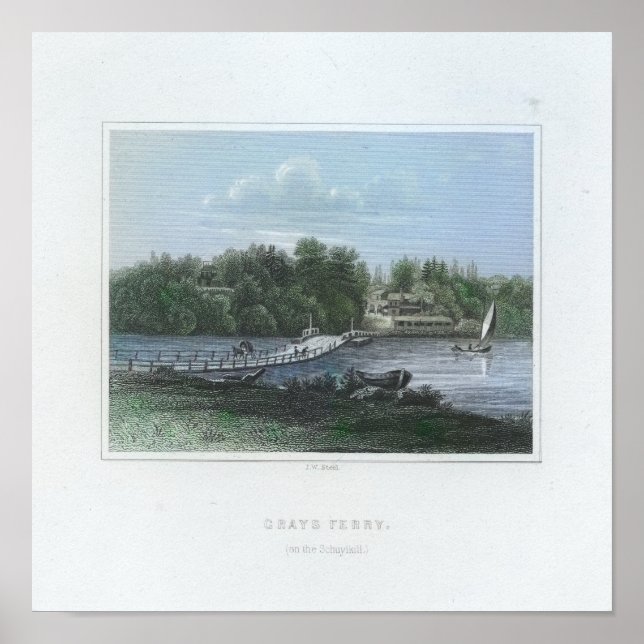 Poster Pont flottant Schuylkill River Grey's Ferry (Devant)