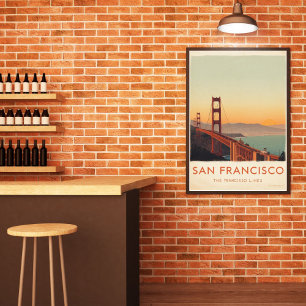Poster Pont Golden Gate Rétro de San Francisco