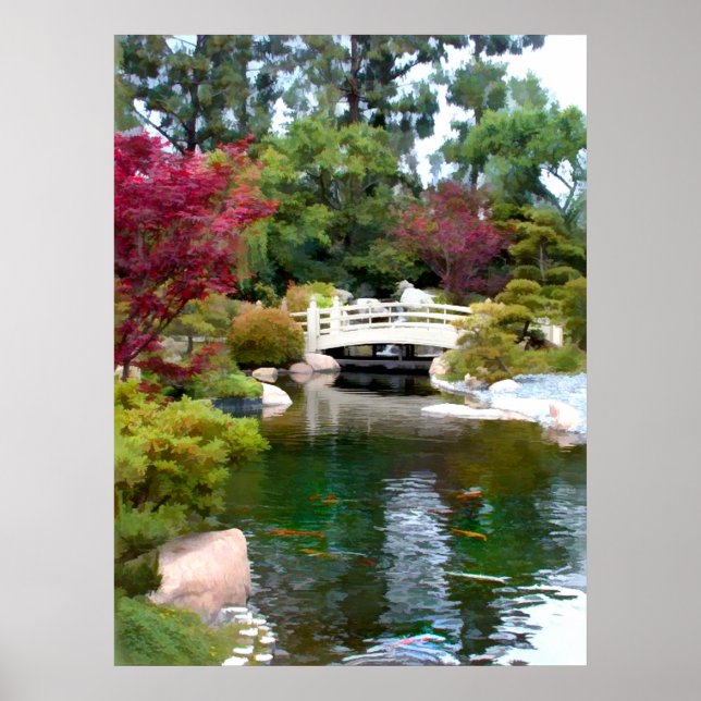Poster Pont Jardin Japonais et Koi Pond (Devant)