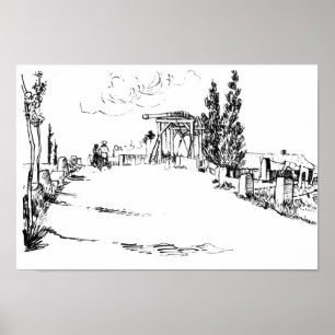 Poster Pont-levis de Vincent van Gogh au dessin d'Arles
