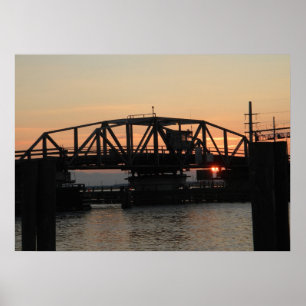 Poster Pont-levis d'oscillation au coucher du soleil