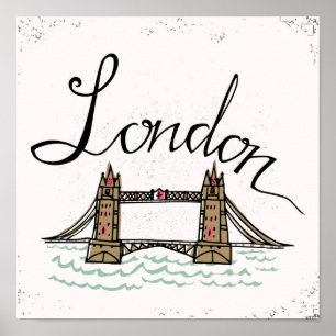 Poster Pont Londres Lettré à la main