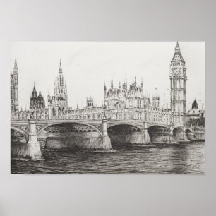 Poster Pont Londres R-U de Westminster. 30/10/2006