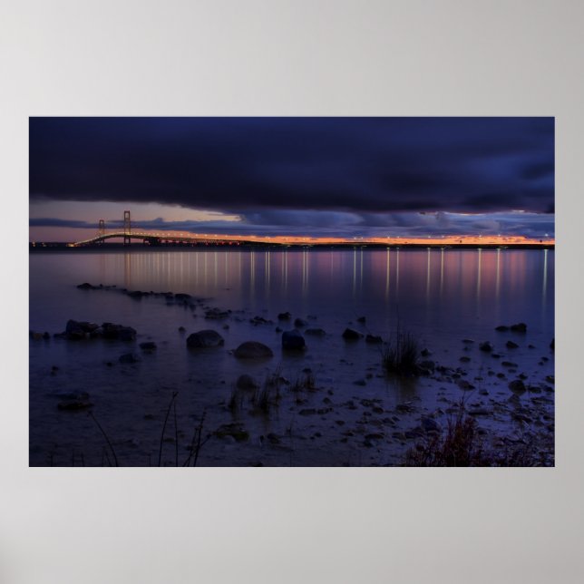 Poster Pont Mackinac #1243 Bleu (Devant)