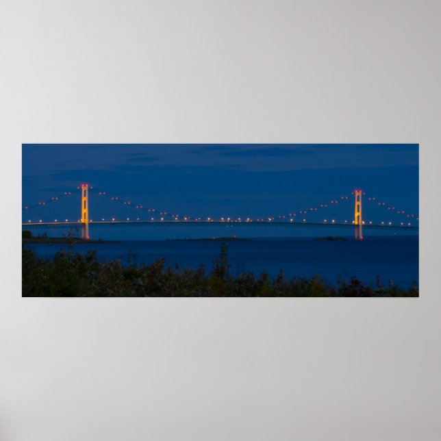 Poster Pont Mackinac à la nuit, Michigan (Devant)