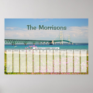 Poster Pont Mackinac Calendrier d'anniversaire personnali