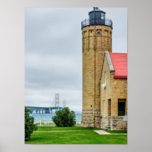 Poster Pont Mackinac et phare