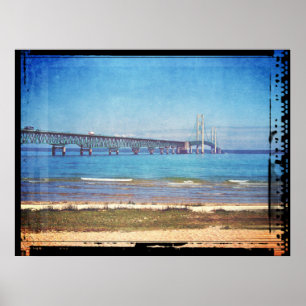 Poster Pont Mackinac Vintage
