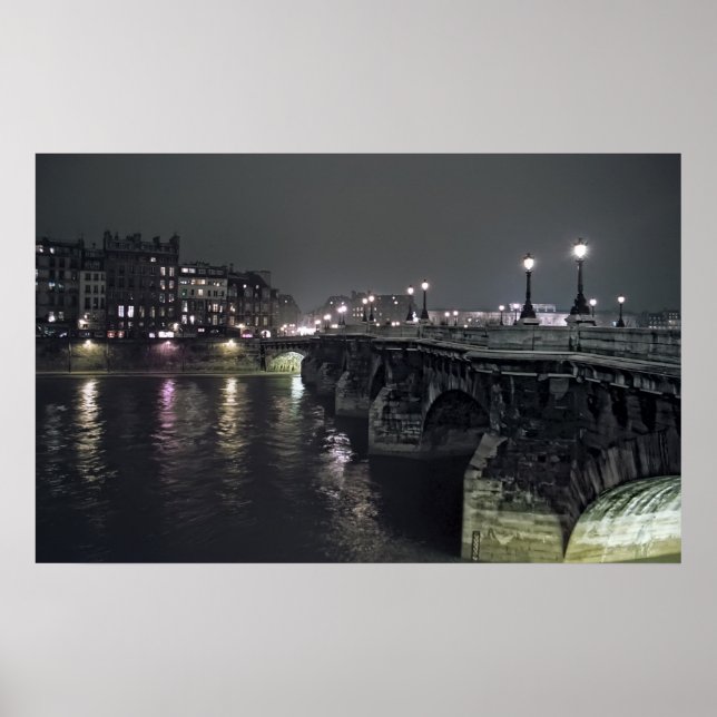 Poster PONT NEUF en NUIT - PARIS FRANCE (Devant)