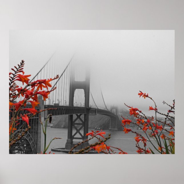 Poster Pont Noir et Blanc Golden Gate (Devant)
