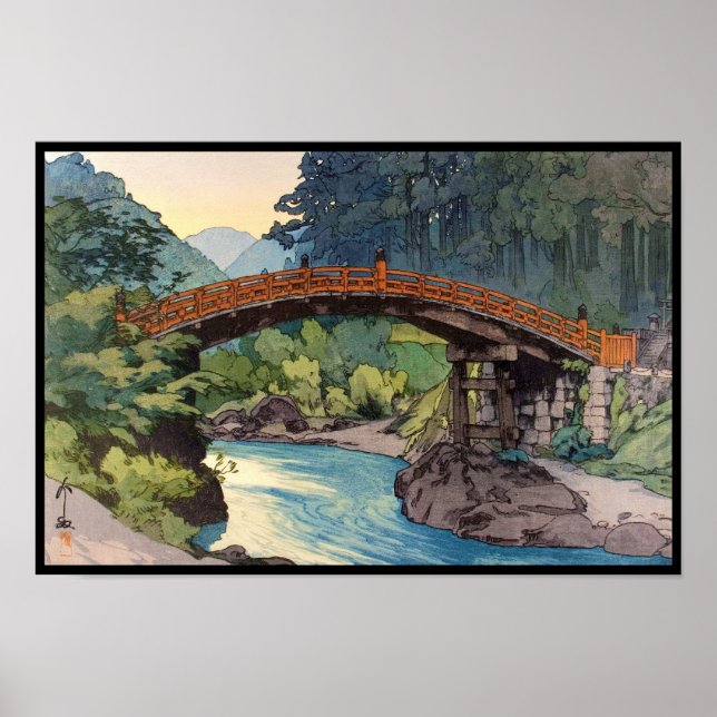 Poster Pont sacré à Nikko Hiroshi Yoshida hanga art (Devant)