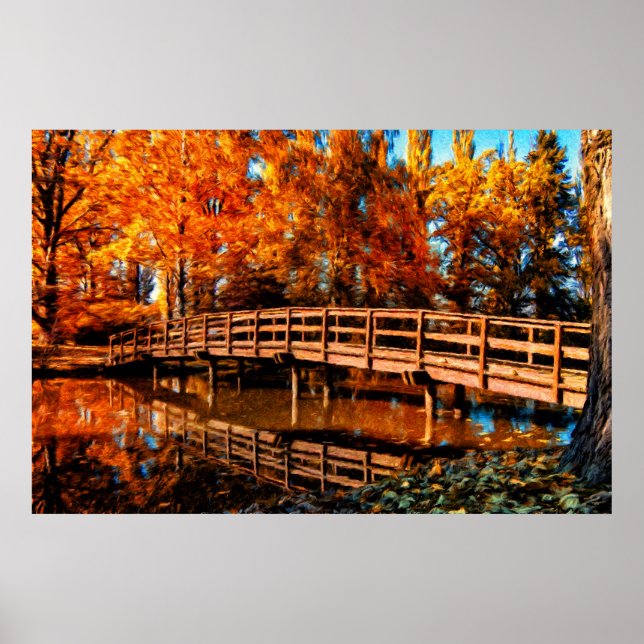 Poster Pont sur l'eau d'automne (Devant)