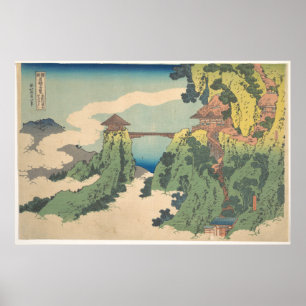 Poster Pont suspendu-nuage au mont Gyōdō près d'Ashikaga