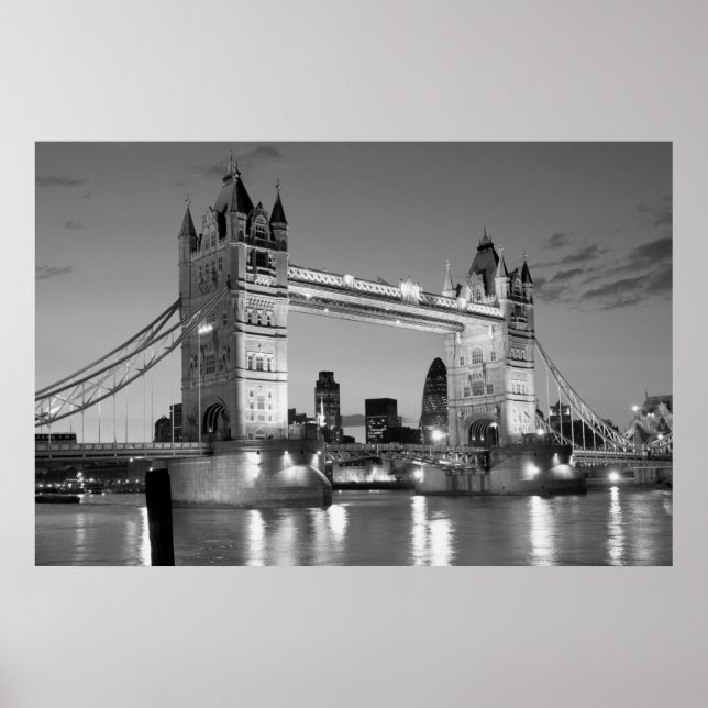 Poster Pont Tour de Londres blanc noir (Devant)