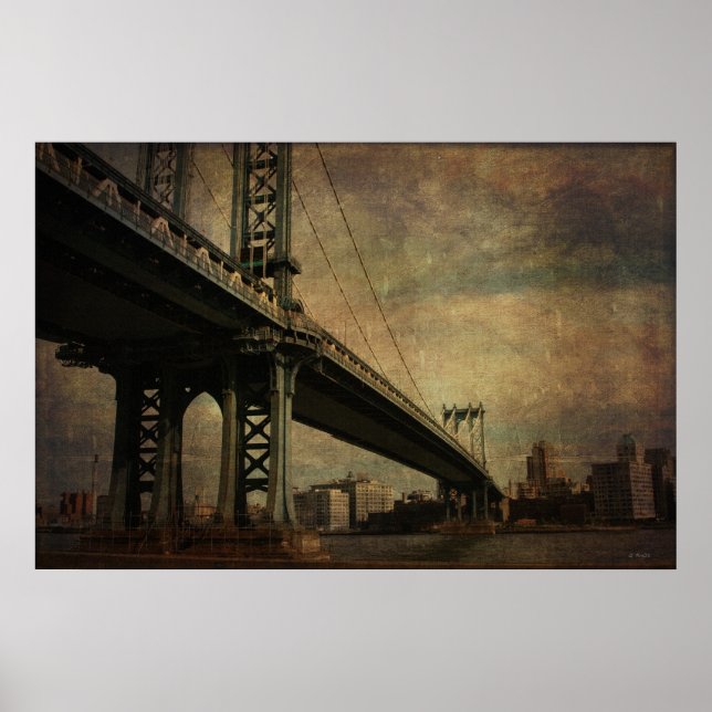 Poster Pont vintage de Manhattan (Devant)