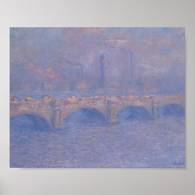 Poster Pont Waterloo Effet Soleil Monet Peinture (Devant)