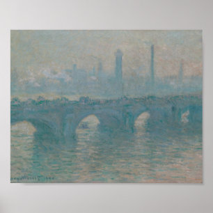 Poster Ponte Waterloo Gris Météo Monet Peinture