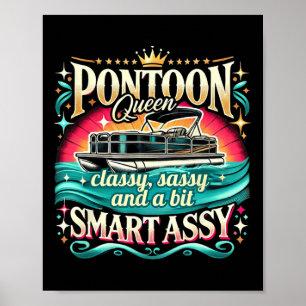 Poster Pontoon Queen Femmes Pontoon Bateau Capitaine Bate