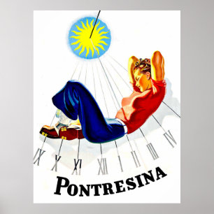 Poster Pontresina, Suisse, fille, bain de soleil
