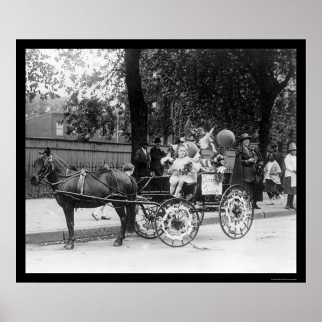 Poster Pony Cart Girl and Dogs 1921 (Devant)
