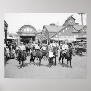 Poster Pony Riders à Coney Island, 1904. Photo vintage