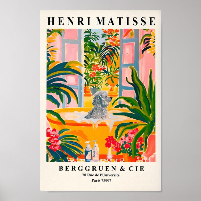 Poster Poodé Dans La Baignoire, Amusant Peignoir De Salle (Devant)