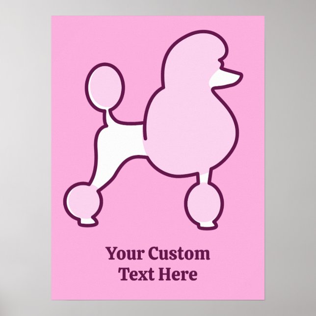 Poster Poodé rose de texte personnalisé (Devant)