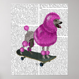 Poster Poodé rose et planche à roulettes