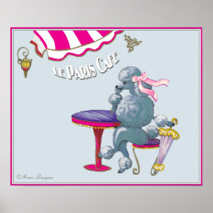 Poster Poodle Argent du Café Paris Imprimer