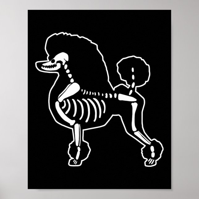 Poster Poodle Chien Squelette Halloween Doodle Chiens Lov (Devant)