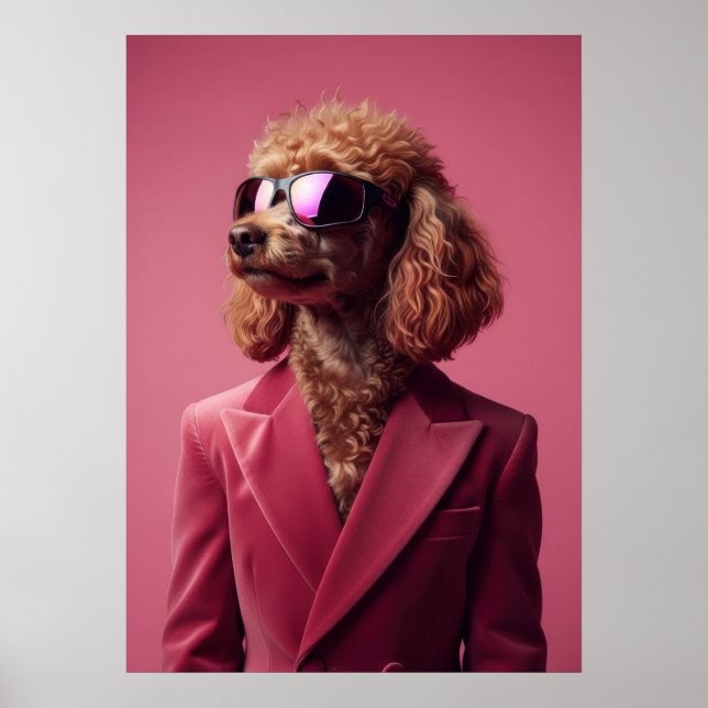 Poster Poodle in Suit and Sunglasses (Devant)