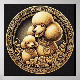 Poster Poodle maman et bébé 025000X