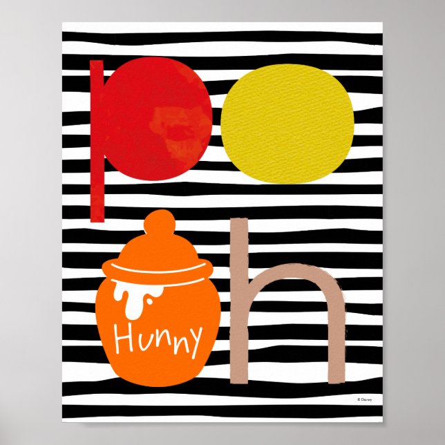 Poster Pooh | Aquarelle avec Pot Hunny (Devant)