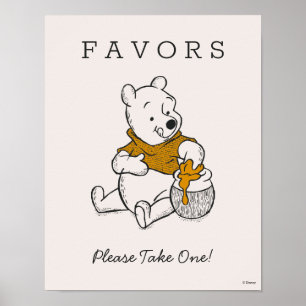 Poster Pooh, Bourriquet & Tigrou Baby Shower sous la Lu