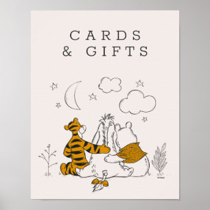 Poster Pooh, Eeyore & Tigger   Baby shower Lune et étoile