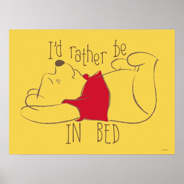 Poster Pooh | Je préfère être au lit (Devant)