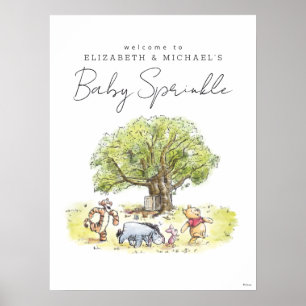 Poster Pooh & Pals Aquarelle Welcome Baby Sprinkle Sign
