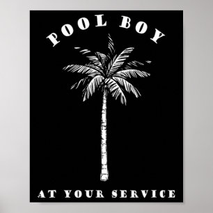 Poster Pool Boy À Votre Service Coconut Tree Fun Hallowee