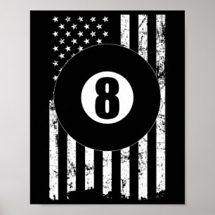 Poster Pool Snooker Billard Joueur 8 Ball Usa Américain