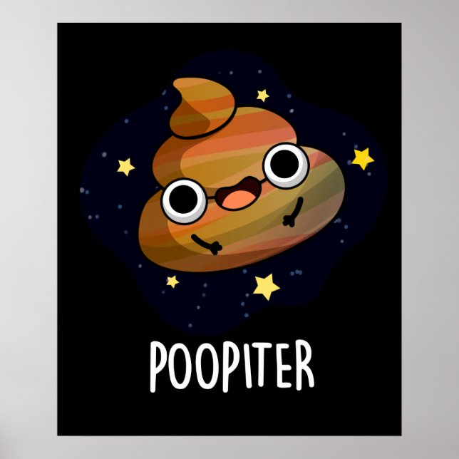Poster Poopiter Funny Planet Jupiter Pun Dark BG (Devant)