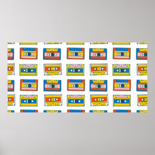 Poster Pop art 90s sans couture motif de cassettes de mus