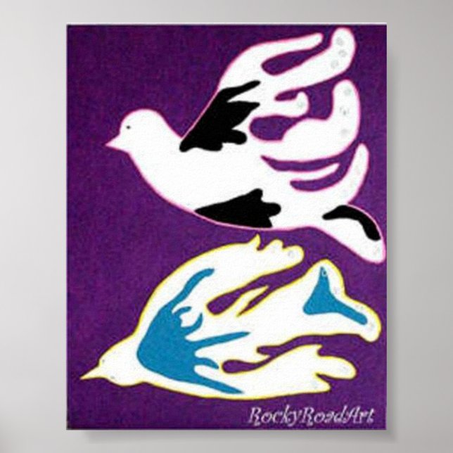 Poster Pop Art Abstrait Deux colombes (Devant)