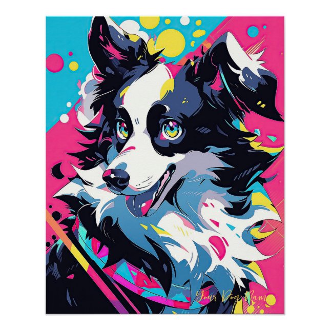 Poster Pop Art Anime Border Collie Dog 004 - Victoria Sas (Devant)