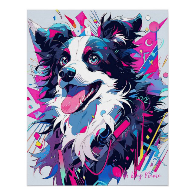 Poster Pop Art Anime Border Collie Dog 005 - Victoria Sas (Devant)