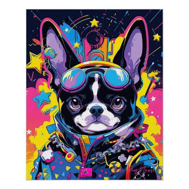 Poster Pop Art Anime Boston Terrier Dog 001 - Victoria Sa (Devant)