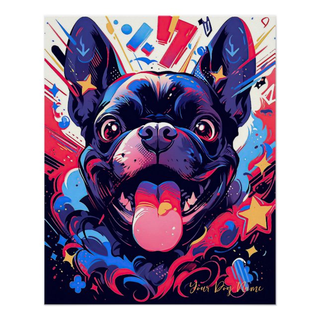 Poster Pop Art Anime French Bulldog 001 - Victoria Sasuke (Devant)