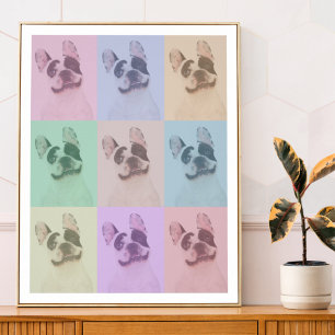 Poster Pop Art Chien Photo Moderne Tendance Bloc de coule