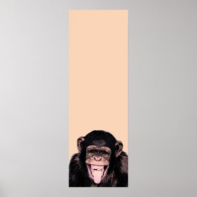 Poster Pop Art Chimpanzé Sticking Tongue Out (Devant)