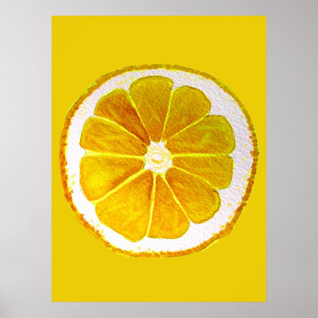 Poster Pop art citron tranche de fruits d'origine aquarel (Devant)
