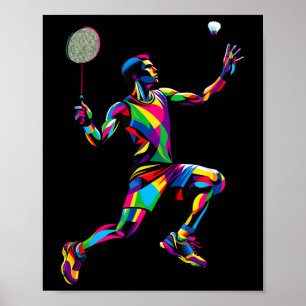 Poster Pop Art coloré Badminton Player Shuttle Badminto